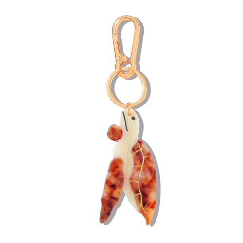Seahorse Bag Charm & Keychain - Acetate Seahorse with Gold-Tone Metal Ring & Lobster Clasp