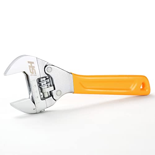 STEELHEAD 8” Wide-Mouth Adjustable Ratcheting Wrench, Forged Heat-Treated Chrome Vanadium Steel, SAE Jaw Measurements, USA-Based Support