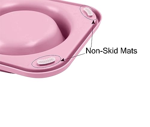 L.D.Dog Katzenfutternäpfe, Katzennäpfe, rutschfest und auslaufsicher, Silikonmatten mit Ständer, herausnehmbare Edelstahl-Futter- und Wasserschalen für Katzen (Pink)
