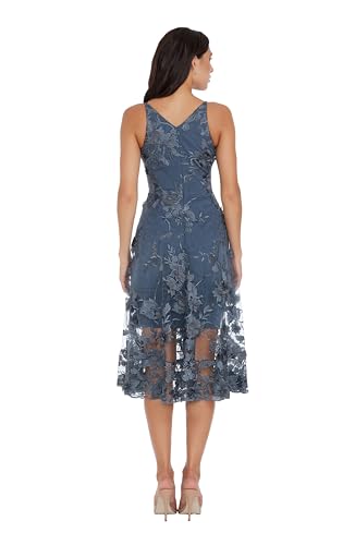 Dress the Population Women's Audrey Spaghetti Strap Midi A-line 3D Floral Dress3