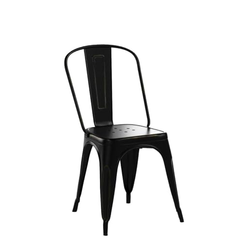 Image of Furmax Metal Dining Chair Indoor Outdoor Use Stackable Chic Side Classic Trattoria Metal Chairs Set of 4 for Kitchen, Dining Room, Bistro and Cafe (Gold Black)