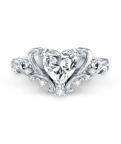 1 Carat Heart Shaped Moissanite Engagement Ring D Color VVS Clarity 18K Gold Plated 925 Sterling Silver Vintage Moissanite Rings