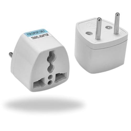 Image of Hi-Plasst India to Europe Travel Adapter Plug (Pack of 2) Type C Power Plug Converter, Universal Socket for Denmark, Switzerland, Italy, Brazil, South Africa, Israel - Compact & Lightweight for Travel