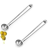 Qiuerte 2pcs Serving Spoons with Drain Hole, Stainless Steel Olive Spoon for The Jar, Pickle Spoo...