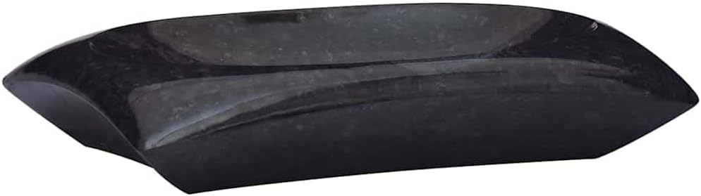 vidaXL Sink, Wash Basin Vessel Sink, Above Counter Vanity Sink for Bathroom Washroom, Bathroom Basin, Black 19.7"x13.8"x3.9" Marble