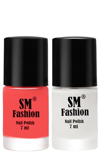 Image of Long Lasting Nail Polish | Nail Paint Combo 7 ml Each) - Set of 2 Light Pink-White