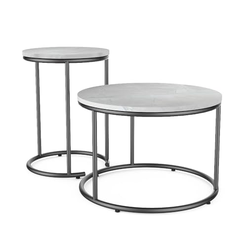 Vicco Beistelltisch-Set Ottawa, 2-teiliger Sofatisch, Marmor Weiß, 55 x 55 cm 2 Teile Vicco Beistelltisch-Set Ottawa, 2-teiliger Sofatisch, Marmor Weiß, 55 x 55 cm 2 Teile