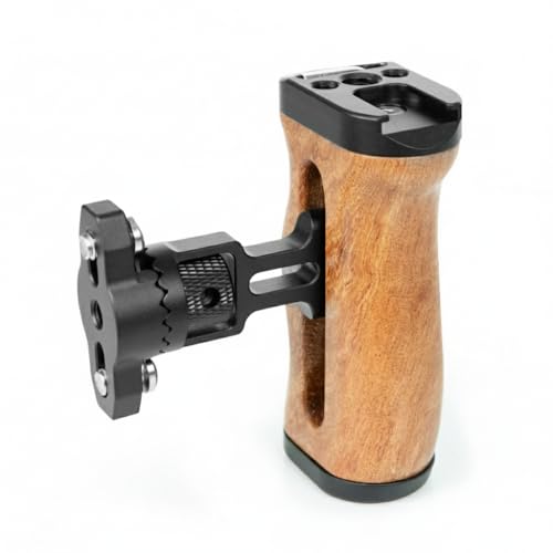 Image of Yantralay Wooden Side Handle Grip with NATO Clamp | Universal Left & Right Handgrip Stabilizer with Cold Shoe for DSLR & Camera Cages | DSLR Accessories