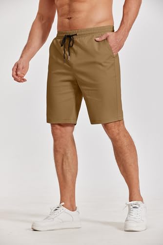 Image of COOFANDY Mens Casual Shorts Cotton Elastic Waist Drawstring Shorts Lightweight Summer Beach Shorts