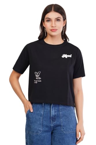 Image of ASTRAPE & BRONTE Oversized Printed Ladies T-Shirt - Virgin Cotton, Puff Print, Casual Wear - Comfortable, Trendy Graphic T Shirt