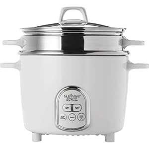 14 Cup Digital Rice Cooker White Stainless Steel Ready Indicator Light