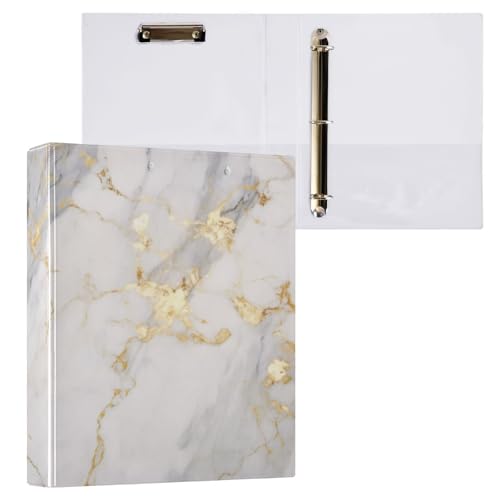 Image of 3 Ring Binder Grey Marble Gold Fluid 1.5 inch Binders Three Ring Binders