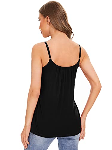Air Curvey Camisole for Women Bulid in Bra Casual Flowy Cami Adjustable Spaghetti Strap Tank Top Pleated Loose Fit S-XXXXL3