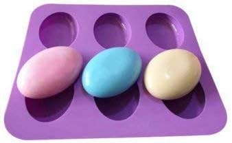 Silicone 6 Cavity Non Stick Egg Shape Soap Cake Chocolate Candy Muffin Bakeware Mould 6 Slot Round Shape Silicone Mold Tray (Multicolor), 12 x 12 x 6 Centimeters