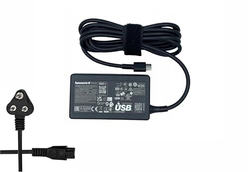 Image of Replacement HP 65W USB C Laptop Charger AC Adapter Replacement for HP Spectre X360,Spectre,Elitebook x360,Elitebook,Envy,Chromebook,Elite x2,ProBook Travel Type C (Fit with Power Cable)