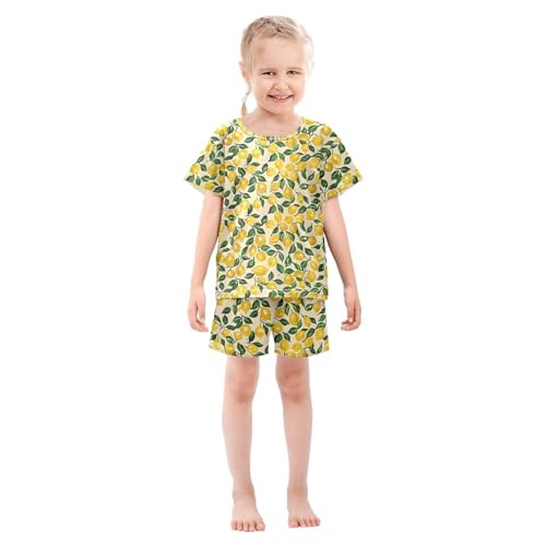 ALAZA Lemon Leaf Fruit Pajamas Short Sleeve 2 Piece Sleepwear Top and Bottom Pajama Set Unisex3