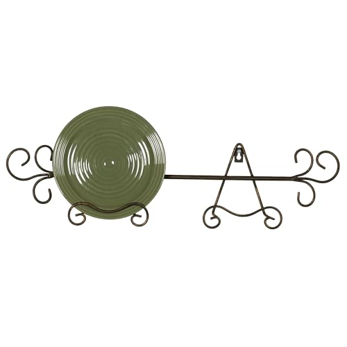 Touch of Class Galla Petite Plate Rack - Antique Bronze - Metal Hanging Collector Holder - Decorative Vintage Holders For Wall - Displays 2 Plates - 24 Inches Wide