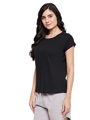 Image of Clovia Women's Cotton Chic Basic Short Sleeves Regular Fit Top