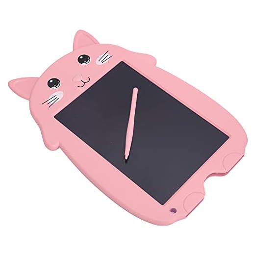 01 Elektronisk grafik surfplatta, digital LCD-skärm skriva surfplatta tecknad katt 23 cm för kontor för hem för skolan (rosa)