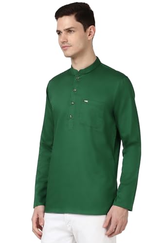 Image of Peter England Men Cotton Regular Fit Everyday Festive Solid Short Kurta