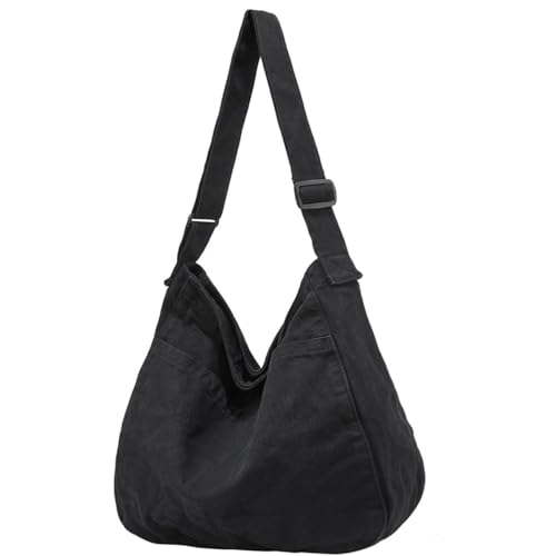 Image of FUOCO Canvas Messenger Bag for Men Women - Vintage Crossbody Sling Bag for Laptop Travel Office College Gym - Aesthetic Shoulder Handbag One Side Tote Bag
