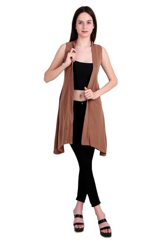 Image of NIMBLE Women's Open Front Sleeveless Cotton Long Shrugs | Modern Fashionable Cardigan for Casual & Formal Wear | Comfortable & Stylish Outerwear For Party