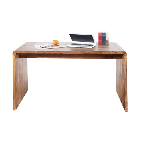 Riess Ambiente Massivholz Bürotisch CUBUS 120cm Natur Stone Finish Sheeshamholz Schreibtisch Tisch Holztisch Desk Wooden Desk