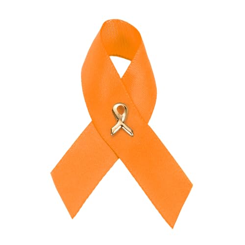 Image of 1 /2 /5 /10 /25 /50pcs Orange Ribbon Awareness Pins for Kidney Cancer, Leukemia, Multiple Sclerosis, Hunger, Gun Violence /Mass Shooting Awareness - Perfect for Support Groups, Gift-Giving, and Fundraisers