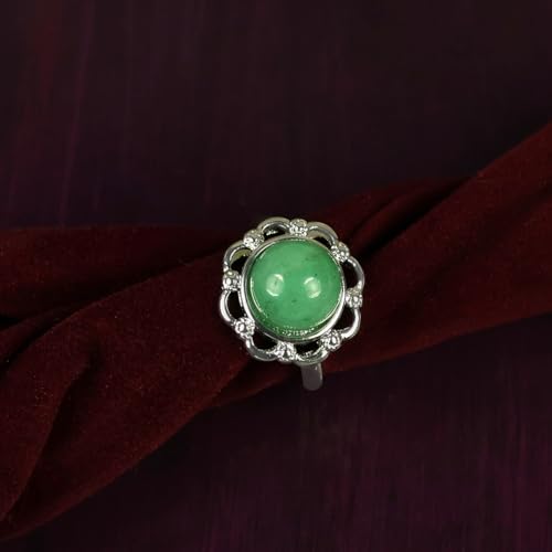 Image of Reiki Crystal Products Natural Original AAA Adjustable Green Jade Ring Genuine Gemstone Ring for Women