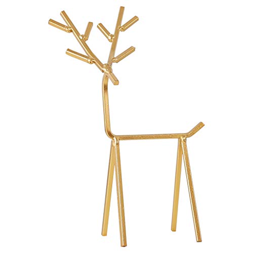 Misright 3D Golden Deer Jewelry Display Stand,Jewelry Hanging Tree Stand Metal Holder Display Organizer Rack Geometric Deer Ring Earrings Organizer Tree