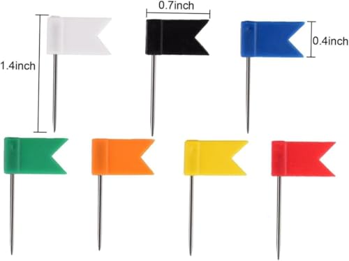 Karte Flagge Stecknadeln,100 Stück Markierfähnchen Pinnadeln, Markierungs-Fahnen,Tannennadeln Bunt Markierfähnchen Pinnnadeln für Pinnwand, Bulletin und Landkarten