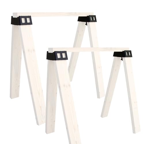 POWERTEC 71026-P2 Sawhorse Brackets Set of 4 Saw Horse Brackets w/ 500Lbs Capacity Heavy Duty for Use with 2x4 Lumber Construction Tools for Carpenter Contractors