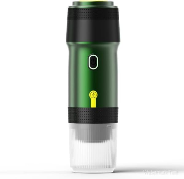 Kssiaz Cafetera Espresso Portátil, Máquina de Café Eléctrica con Autocalentamiento, USB y Cargador de Coche, Mini Cafetera con Cápsula NS y Café Molido para Camping, Senderismo, Oficina, Verde