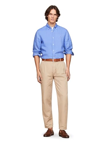 Image of Tommy Hilfiger Men's Long Sleeve Casual Linen Button Down Shirts in Regular Fit