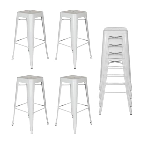 HOM4NISH Lot de 2 tabourets de bar en métal avec repose-pieds – Lot de 2, 4 – Dos nu, sans accoudoirs, siège carré, hauteur de comptoir, chaise de bar...