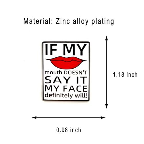 Image of If My Mouth Doesn't Say It My Face Definitely Will Pin - Fun Series | Premium Enamel Pin - Statement Lapel Pin - Plated Badge for Clothing, Bags, Hats, Jackets, and Lanyards