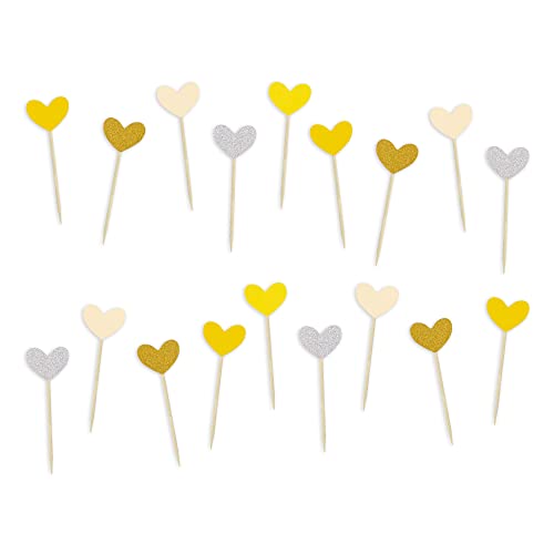 30Pcs Heart Cupcake Toppers Gold Glitter Sweet Love Theme Cupcake Picks Wedding Engagement Bridal Shower Birthday Valentine's Day Party Cake Decorations Supplies #TOP6