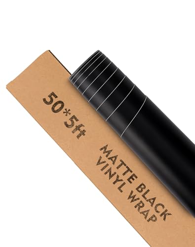 Image of Matte Black Vinyl Wrap for Cars, 50ft x 5ft Car Vinyl Wrap Roll for Car Body Protection, Scratch Resistance with Air Release Technology (Matte Black)