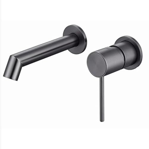 Mitigeur de lavabo de salle de bains encastré à levier unique noir mat