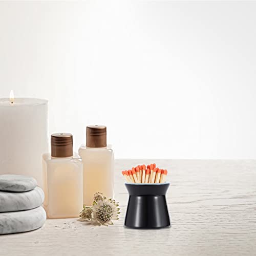 Haillai 2 Pack Match Holder With 6 Pcs Strikers, Handmade Ceramic Match Box For All Matches, Cute Home Decor Match Jar With Striker For Candle, Fireplace, Parlor. Black - (Sold Without Matches) #TOP3