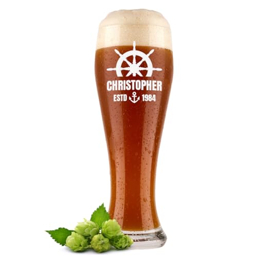 polar-effekt Bicchiere di grano da 0,5 litri con motivo inciso per uomini – Bicchiere da birra personalizzato per birra bianca – idea regalo per compleanno e festa del papà – lavabile in lavastoviglie