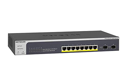 NETGEAR 10-Port Gigabit Ethernet Smart Managed Pro PoE Switch (GS510TPP) - with 8 x PoE+ @ 190W, 2 x 1G SFP, Desktop/Rackmount, and ProSAFE Lifetime Protection