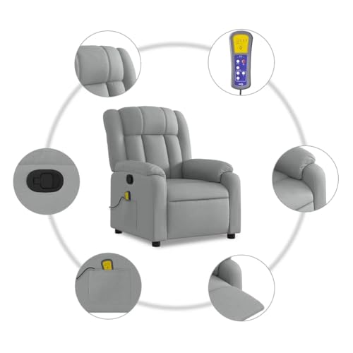 Sillón reclinable con masaje Gris claro miniatura 7