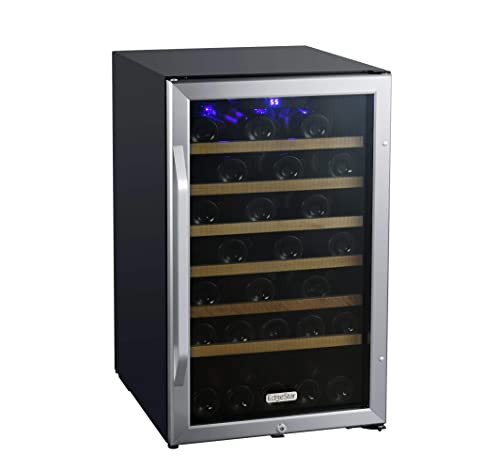 EdgeStar CWF440SZ 20 Inch Wide 44 Bottle Capacity Free Standing Wine Cooler with Reversible Door and LED Lighting on Fridge.com