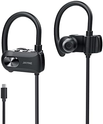 JAYINE USB C Headphones, USB Type C Wired Earphones in-Ear Earbuds with Microphone & Over Ear Hook Stereo Sound Headphones for Samsung Galaxy S22 S21 Ultra FE S22 Note 20 Pixel 6 Oneplus Huawei P40