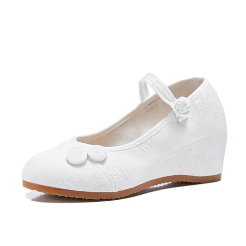 Chaussures brodées en jacquard exquis escarpins chinois à talon caché confortables