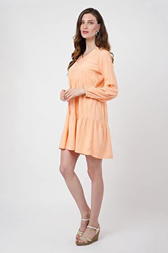 Image of V-Neck Dress with Lantern Sleeves by Miss Lavish London