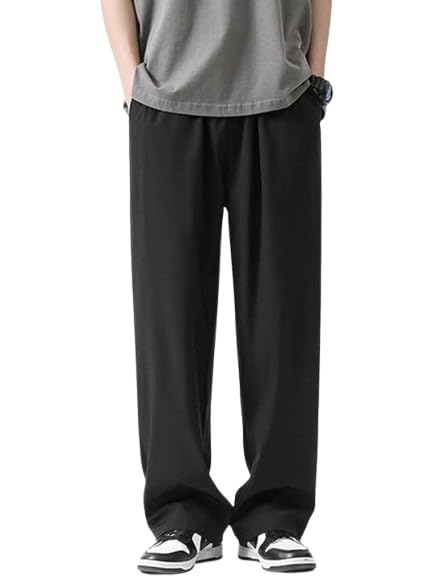 Image of You Forever Men's Relaxed Fit Track Straight Fits - High Waist Pants with Pockets for Sporty & Casual Look