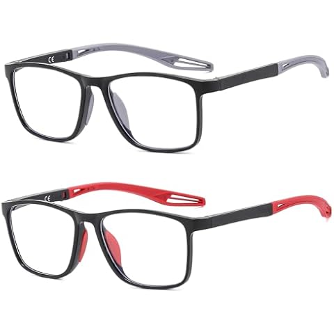 Suertree Reading Glasses for Men, TR90 Sports Blue Light Blocking Readers Comfortable and Lightweight 2 Pack Cover