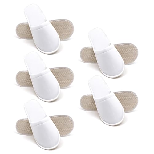 UIEXEA Pantoufles Jetables, 5 Paires Chaussons Invités, Chausson Hotel Jetable, Chaussons Usage Unique, Chausson Invités Pour Hommes Femmes